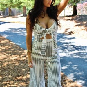 Main Strip Black and White Striped Jumpsuit